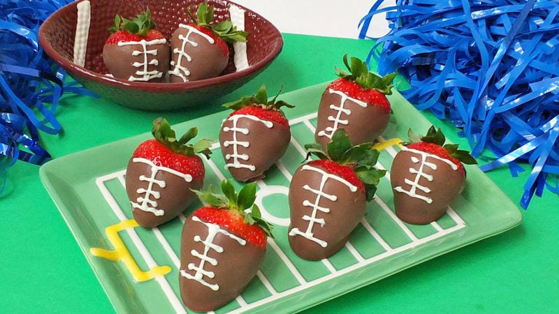 Chocolate-Covered Strawberry Footballs